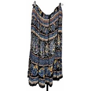 Just Class Skirt Maxi Small Pleats Drawstring Bells Boho Hippie Peasant Festival